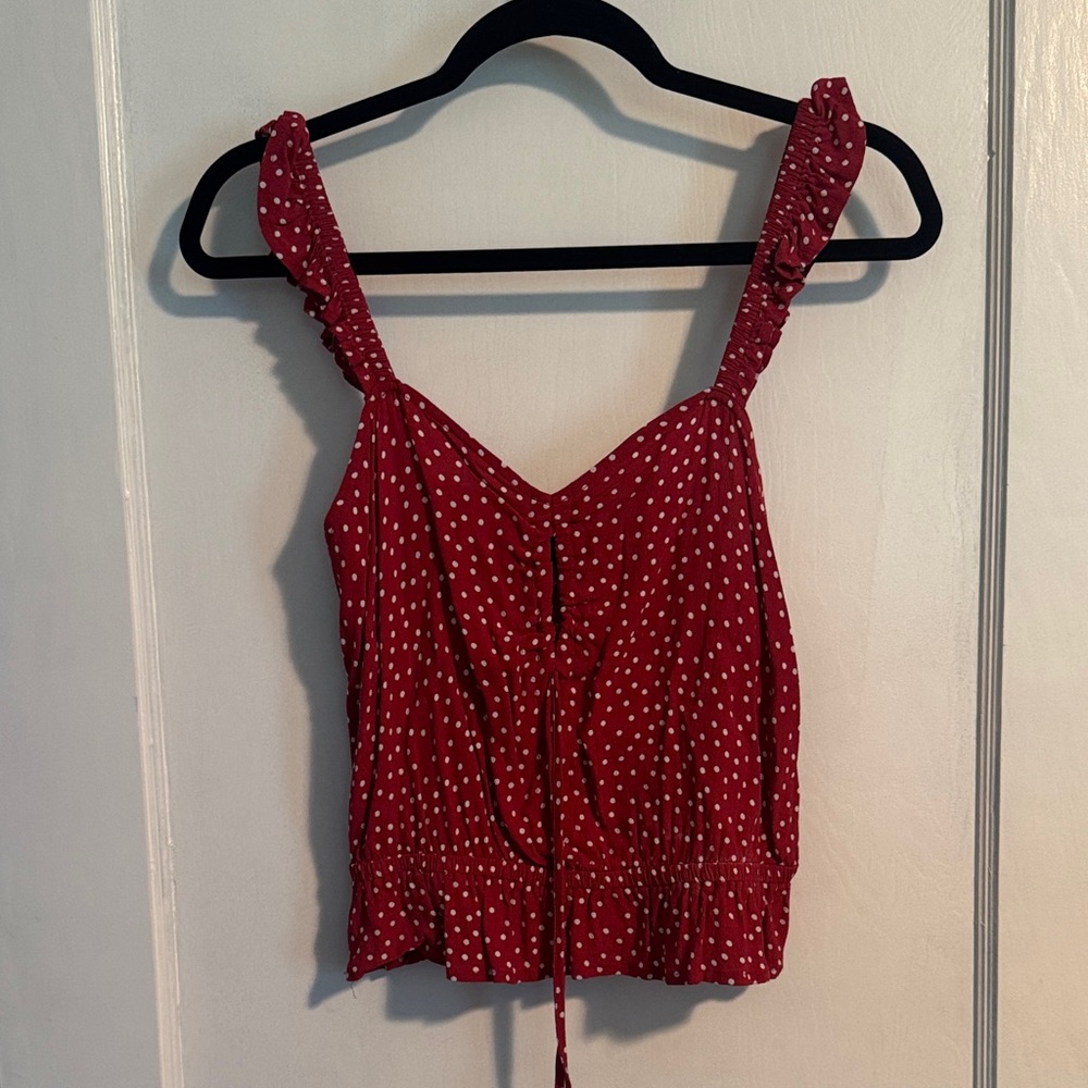 Express Red Polka Dot Women's Top